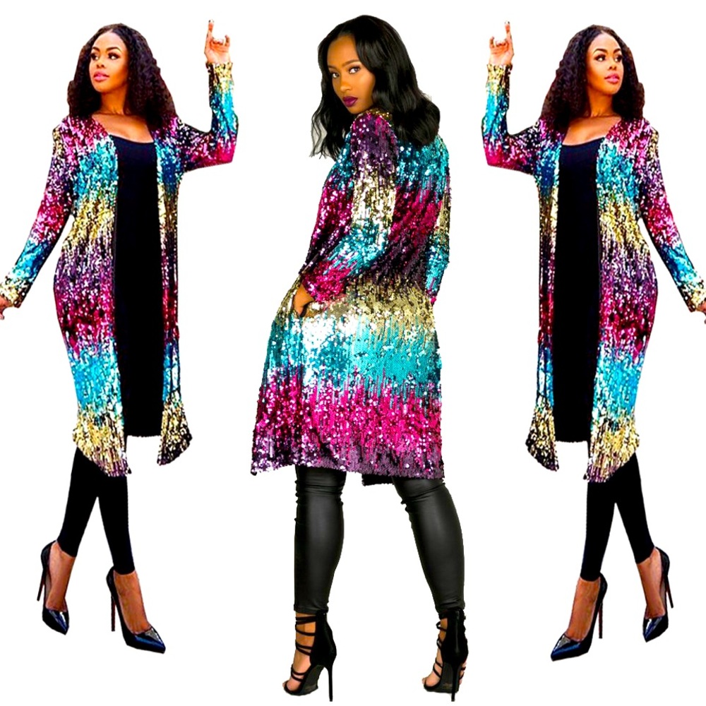 Long sequin rainbow jacket